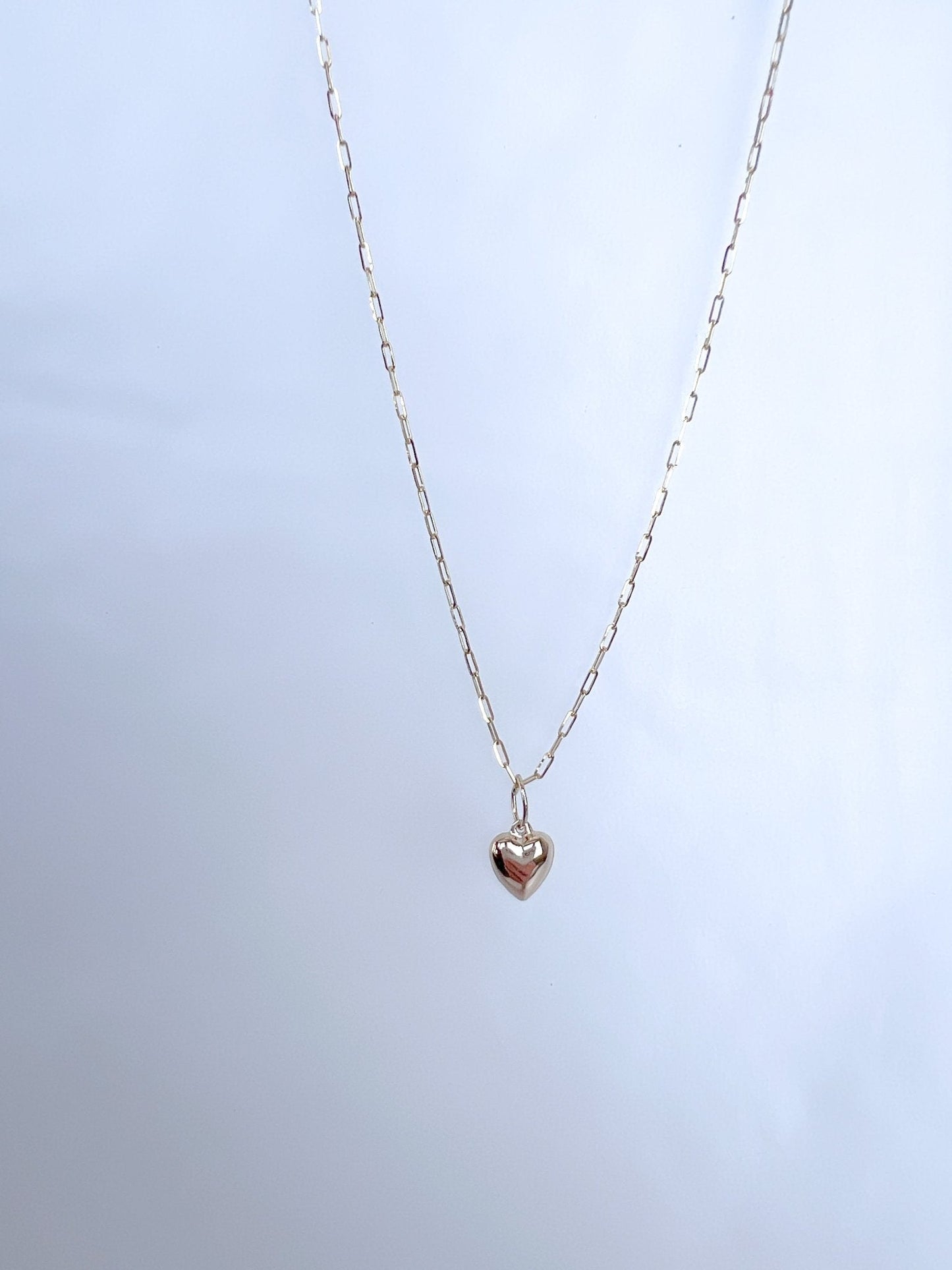 14k puffy heart + tiny paperclip necklace - Madison+Barrett