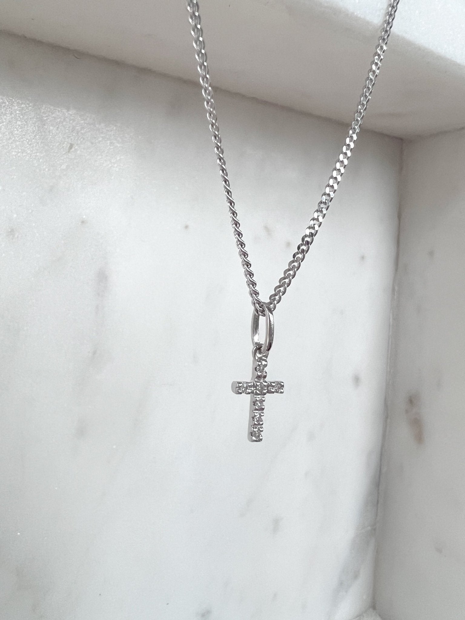 14k White Gold Diamond Pave Cross Pendant - Madison+Barrett