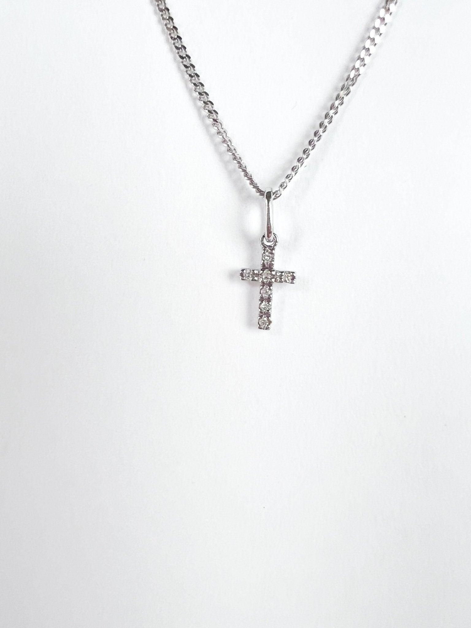 14k White Gold Diamond Pave Cross Pendant - Madison+Barrett