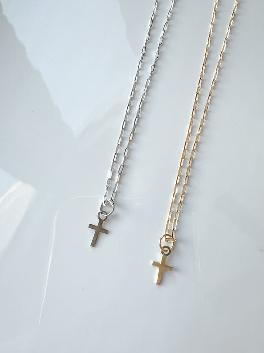 14k tiny cross necklace