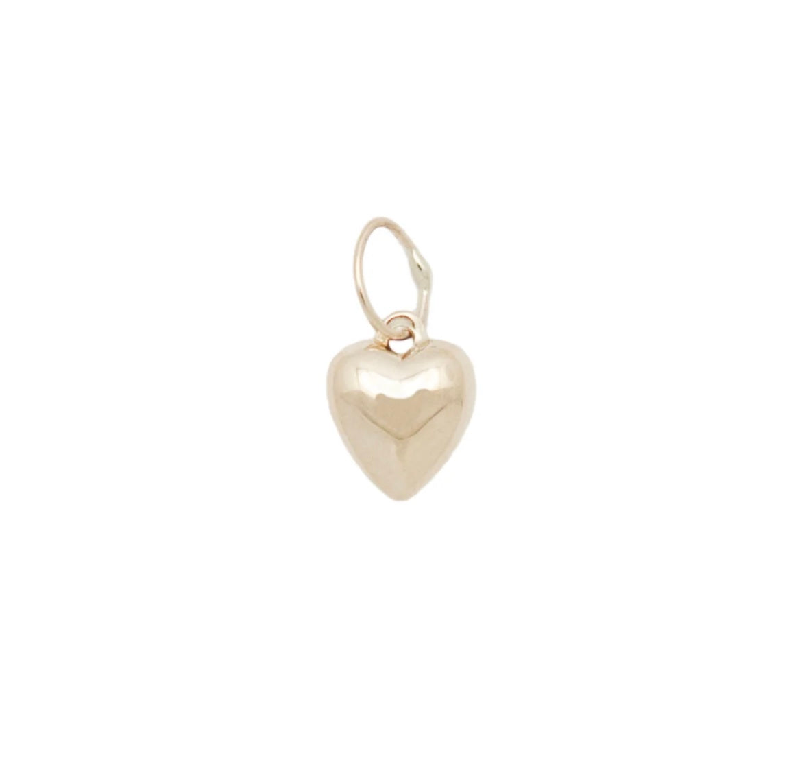 14k puffy heart and tiny paperclip necklace