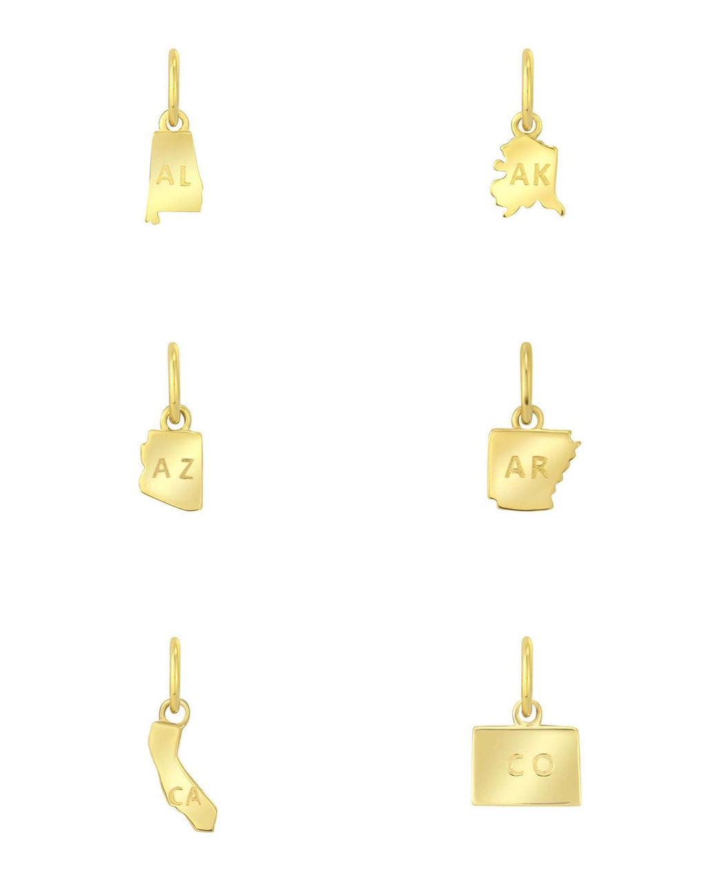 14k Gold State Charms