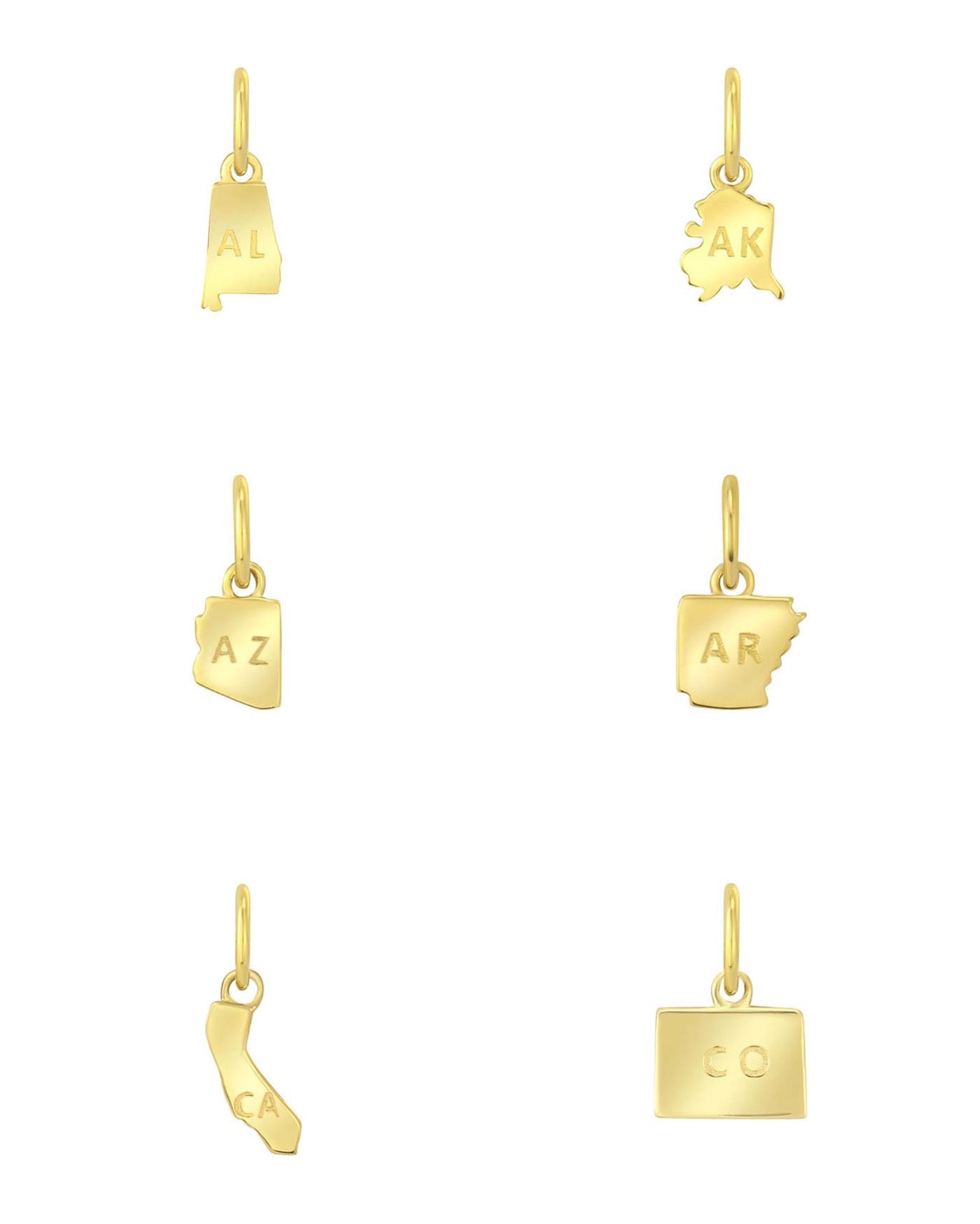 14k Gold State Charms