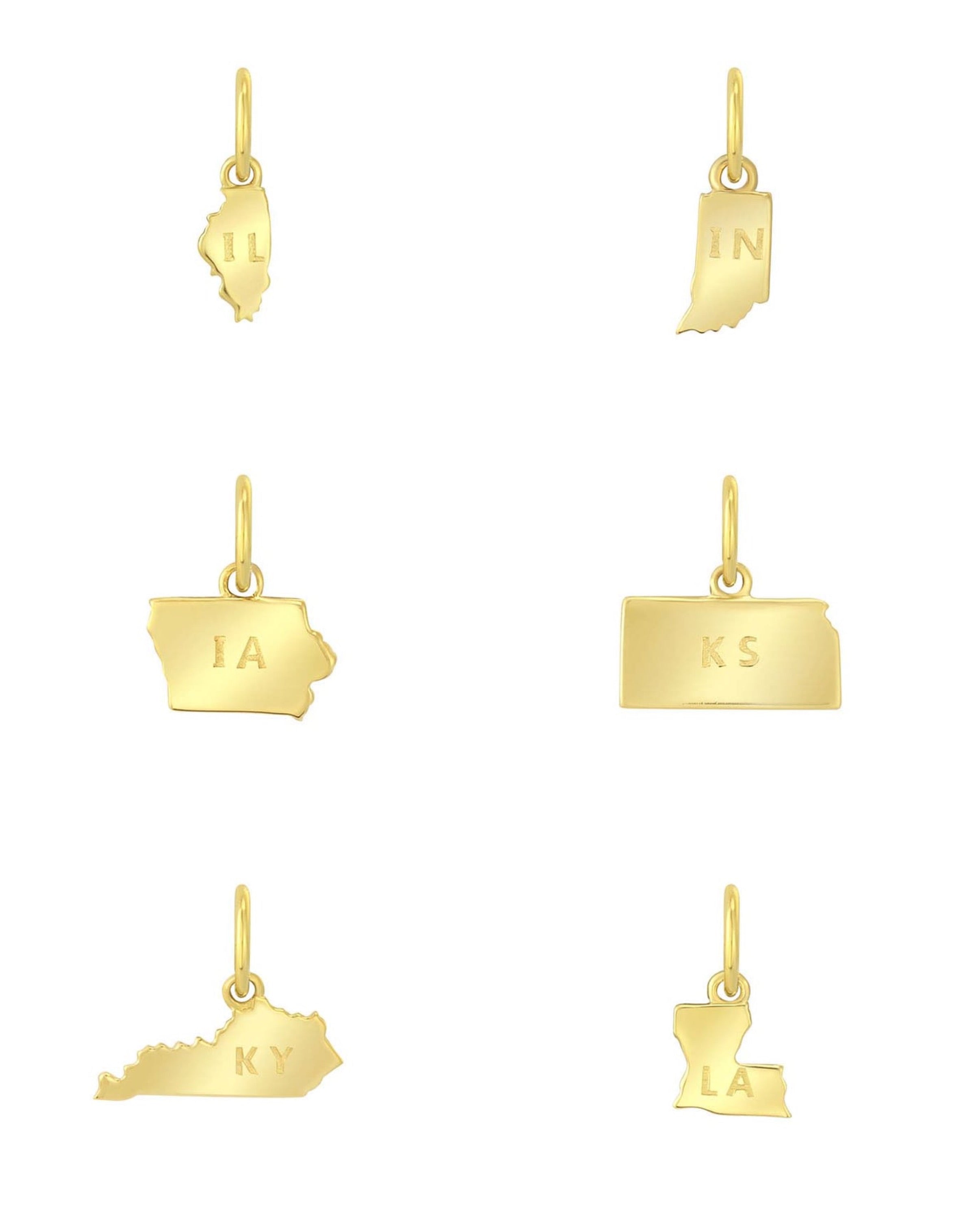 14k Gold State Charms