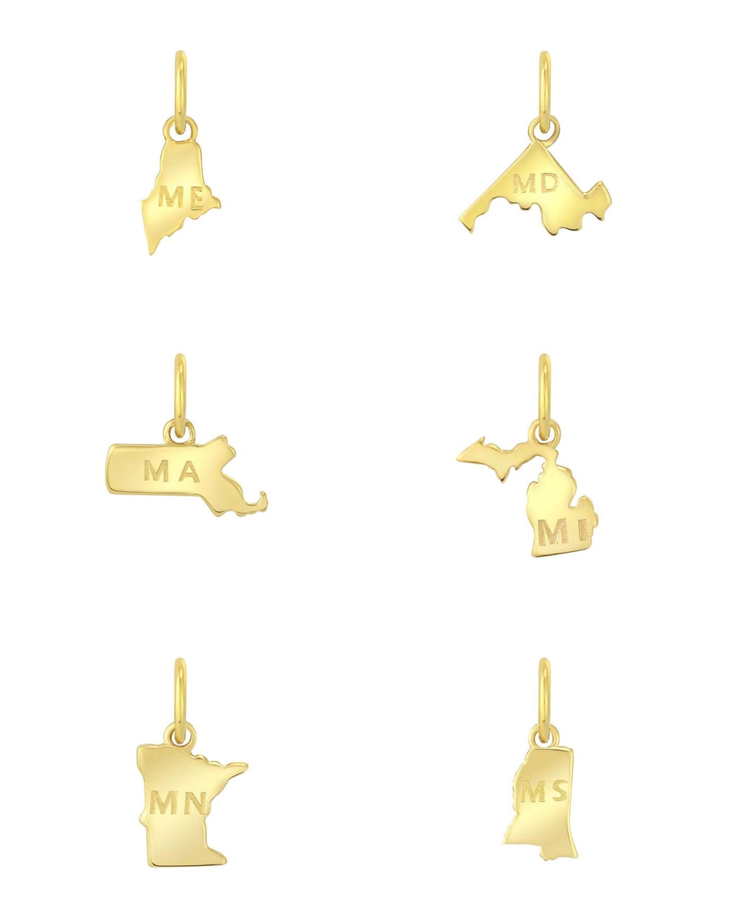 14k Gold State Charms