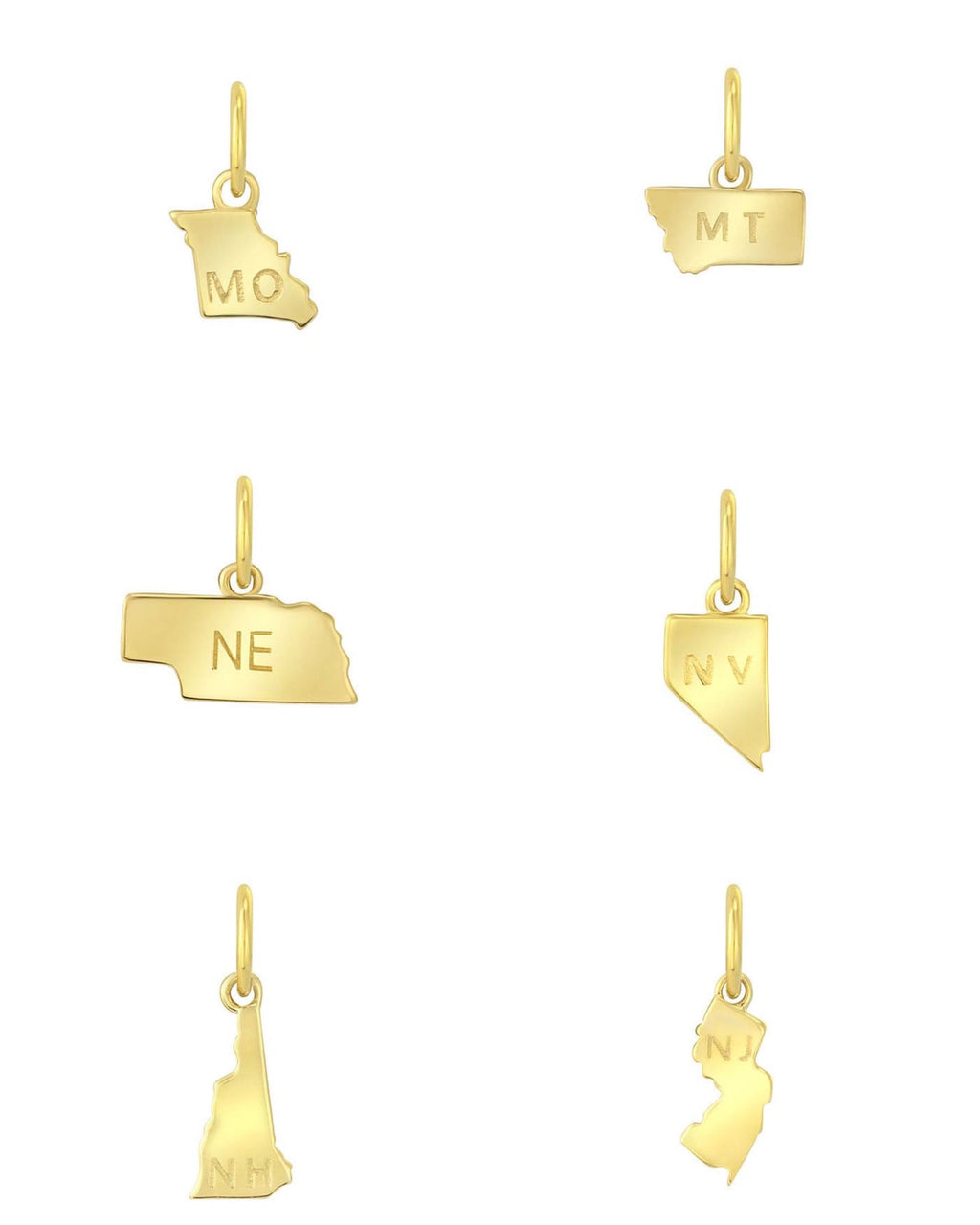 14k Gold State Charms