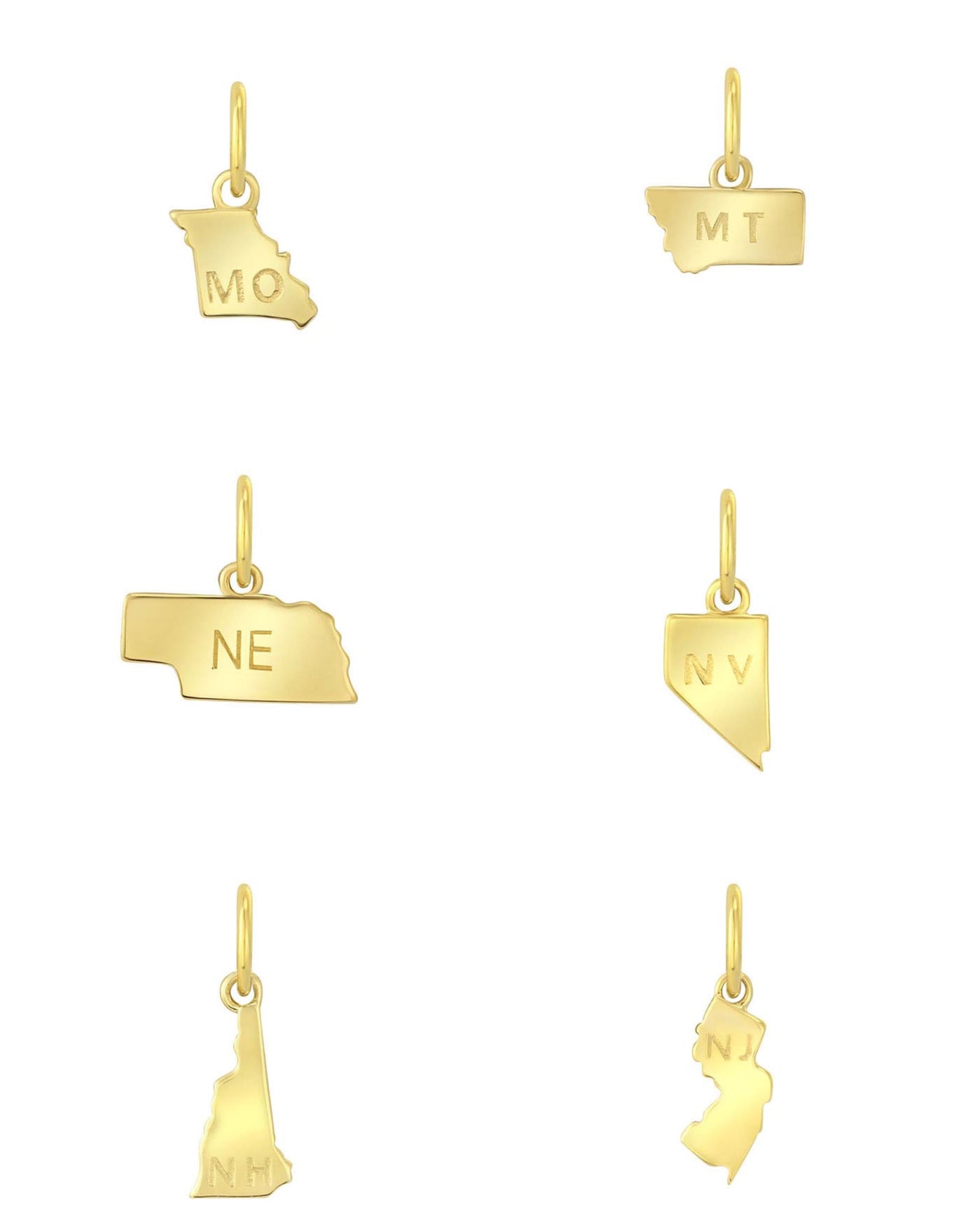 14k Gold State Charms