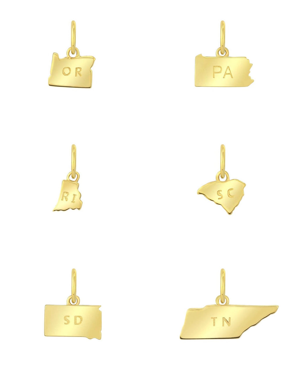 14k Gold State Charms