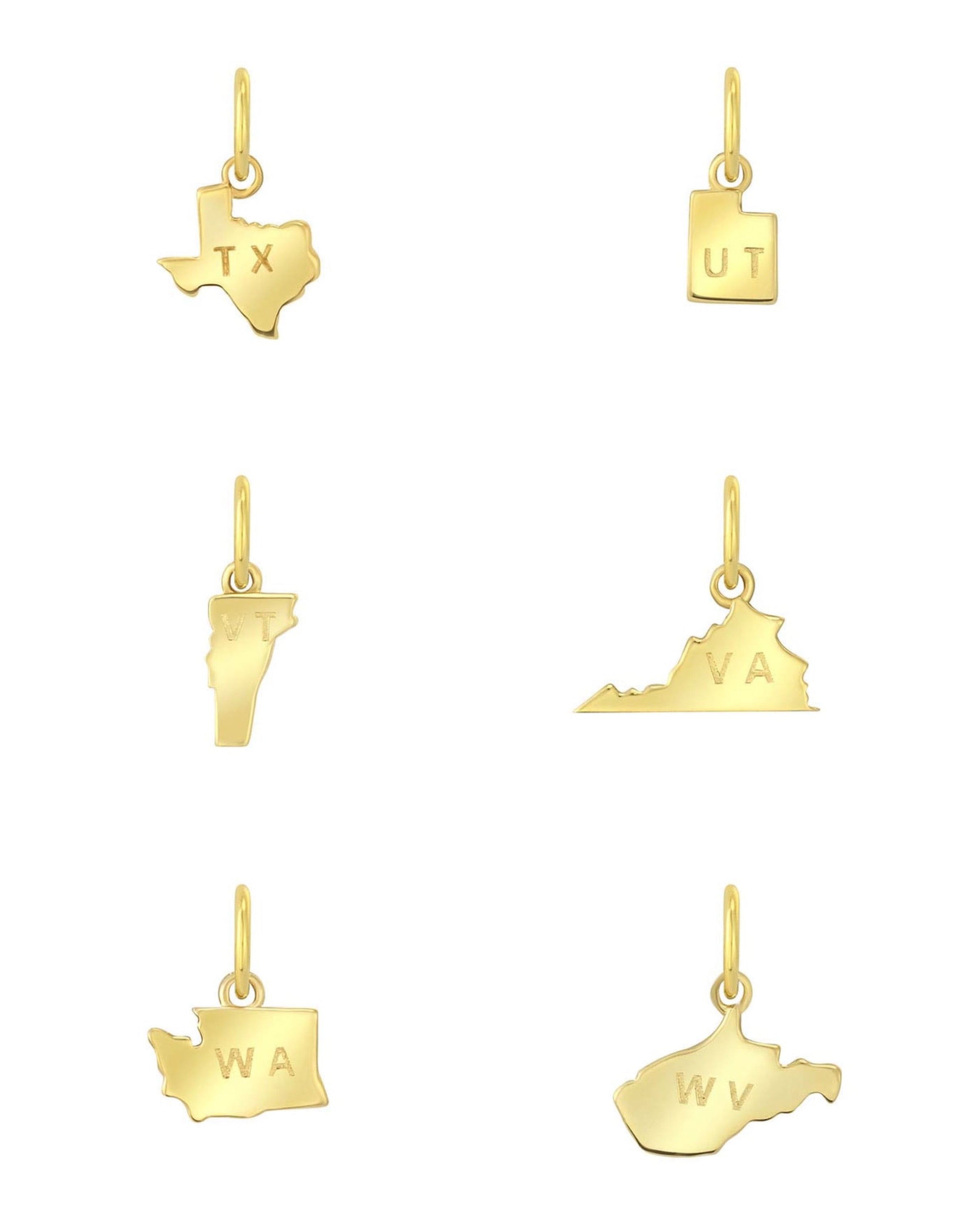 14k Gold State Charms