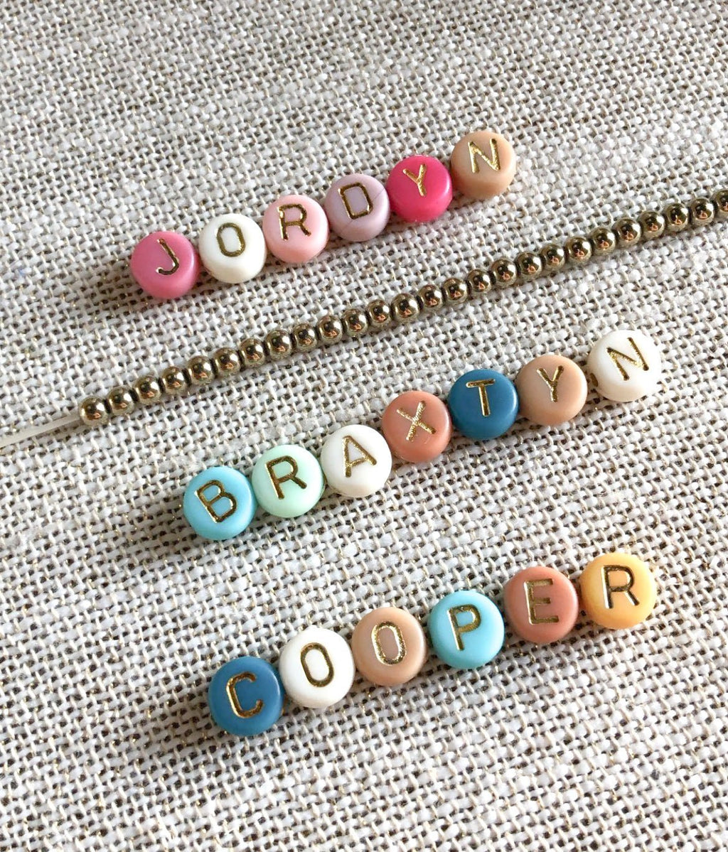 Muted Multi Color Custom Name/Initial Bracelet - Gold - Madison+Barrett