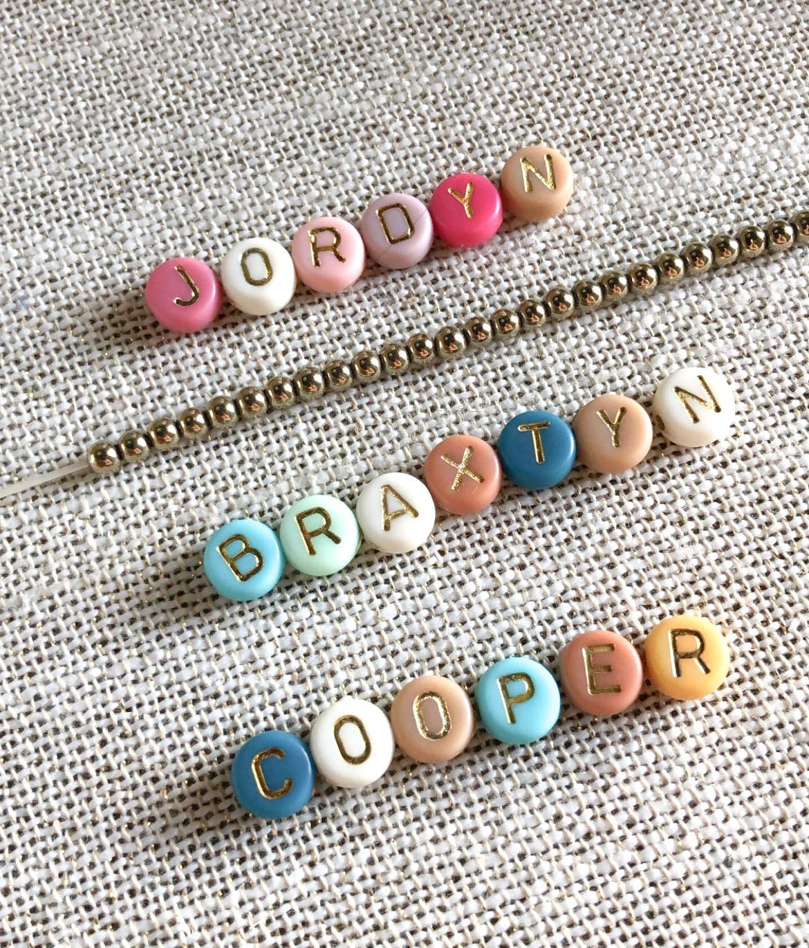 Muted Multi Color Custom Name/Initial Bracelet - Gold - Madison+Barrett