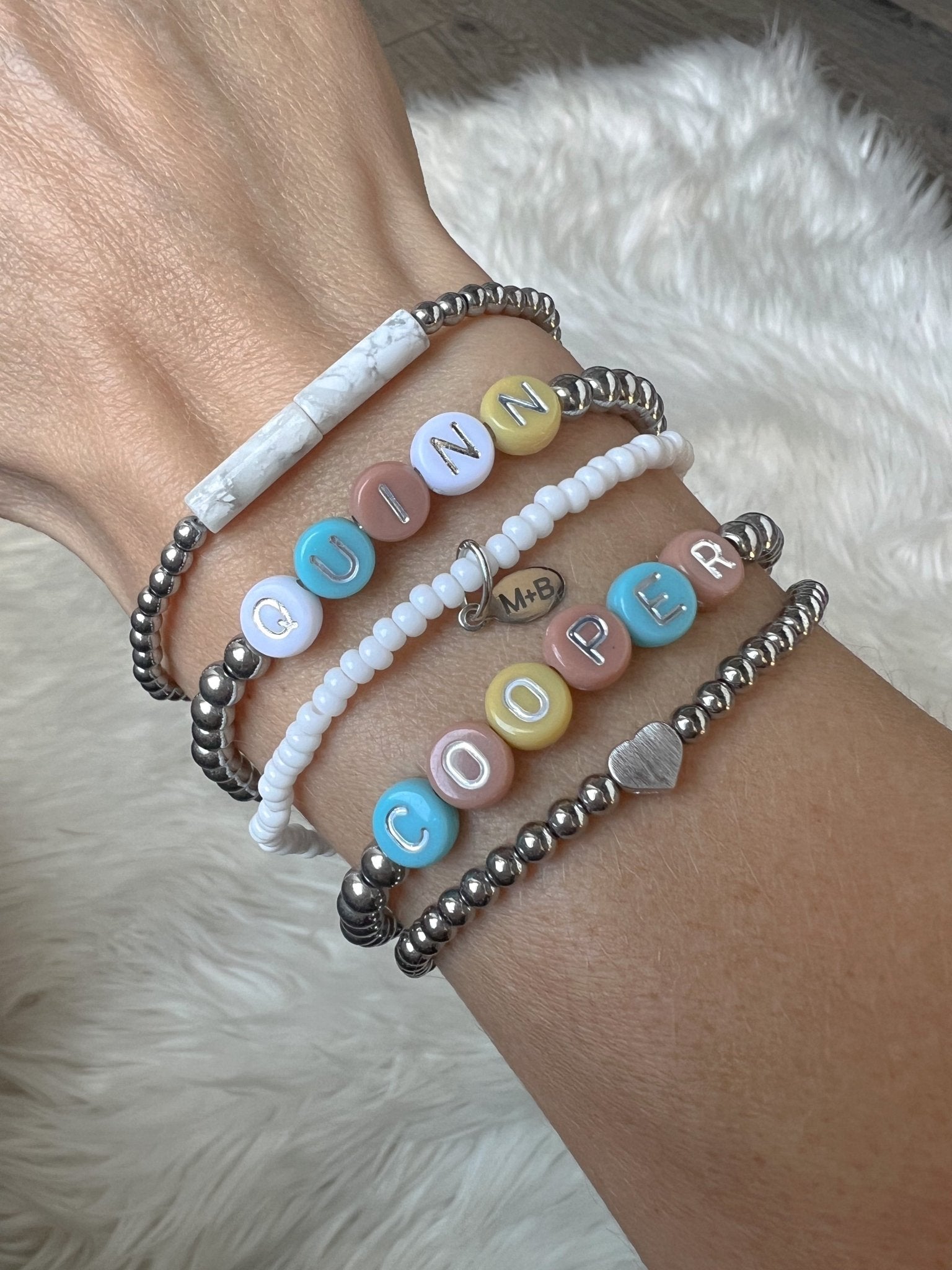 Muted Multi Color Custom Name/Initial Bracelet - Silver - Madison+Barrett