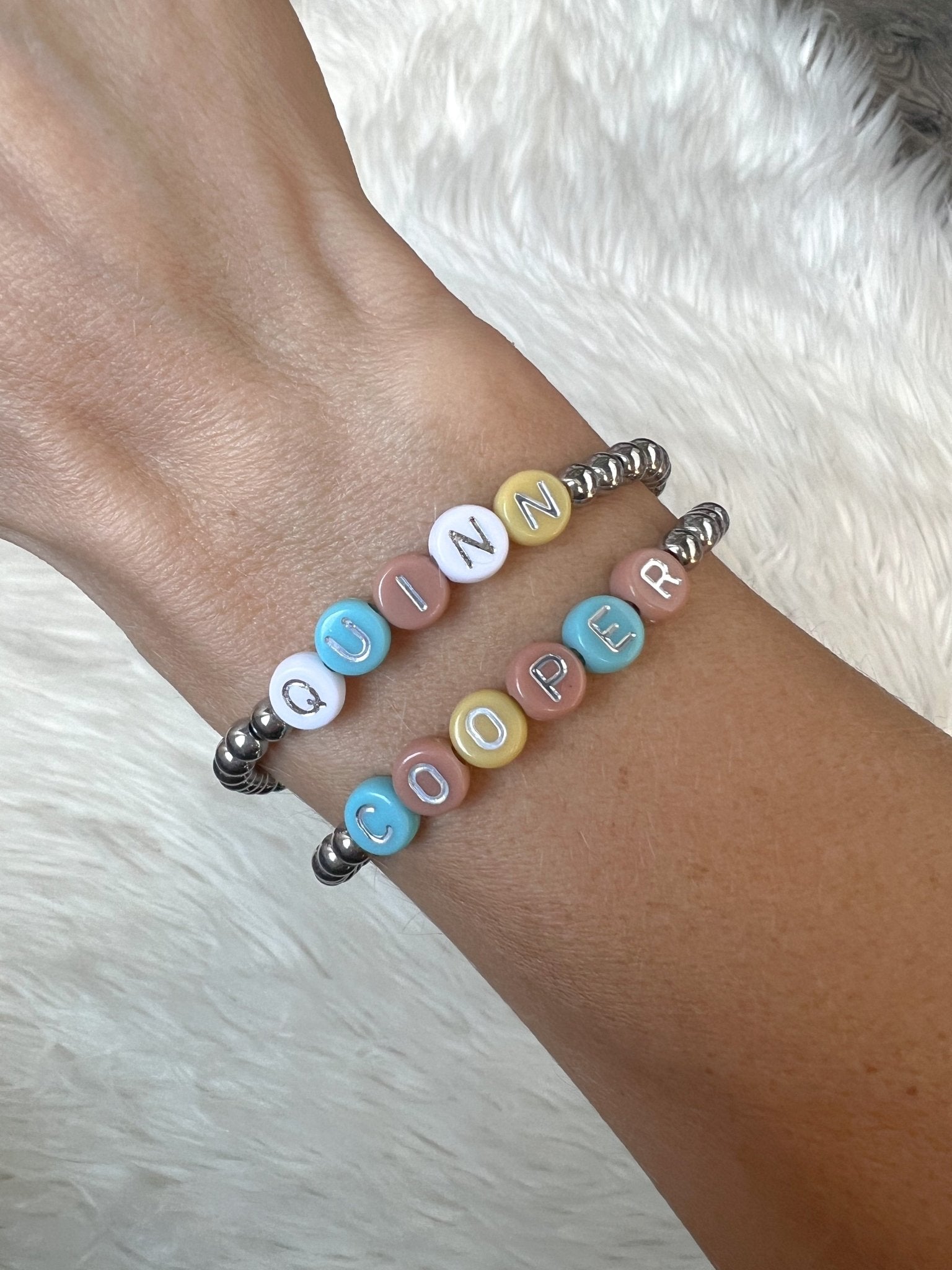 Muted Multi Color Custom Name/Initial Bracelet - Silver - Madison+Barrett